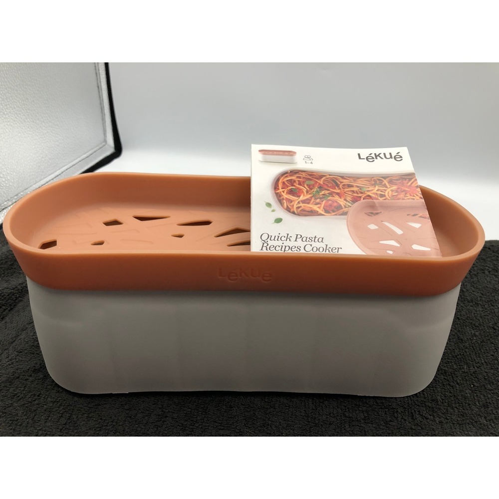 Lekue Quick Pasta Recipes Cooker Microwave Silicone Steamer Gray Terracotta